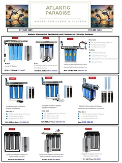 WATER FILTRATION SYSTEMS FOR RESIDENTIAL AND COMMERCIAL  / Atlantic Paradise Water Purifiers and Fil