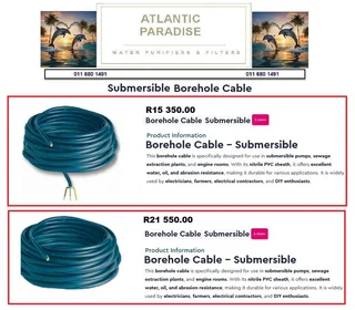 SUBMERSABLE BOREHOLE ELECTRICAL CABLE
