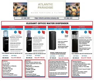 Hot &amp; Cold Freestanding Office Water Dispenser / Atlantic Paradise Water Purifiers And Filters