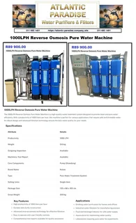 Commercial 1000lph Reverse Osmosis Pure Water Machine