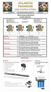ROTA / JOJO / TANK COMBO SPECIALS / ATLANTIC PARADISE WATER PURIFIERS AND FILTERS