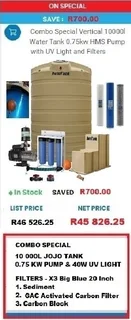 ROTA / JOJO / TANK COMBO SPECIALS / ATLANTIC PARADISE WATER PURIFIERS AND FILTERS