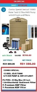 ROTA / JOJO / TANK COMBO SPECIALS / ATLANTIC PARADISE WATER PURIFIERS AND FILTERS