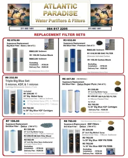 ROTA / JOJO / TANK COMBO SPECIALS / ATLANTIC PARADISE WATER PURIFIERS AND FILTERS