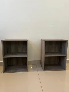 x 2 SHELF BOOKCASE (Grey)
