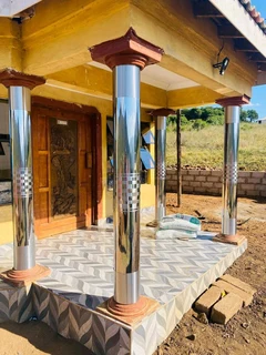 Gutters stainless steel&amp; pillars cover