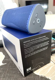 KEF Award-winning Muo Bluetooth speaker, top end.