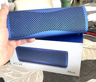 KEF Award-winning Muo Bluetooth speaker, top end.