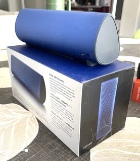 KEF Award-winning Muo Bluetooth speaker, top end.