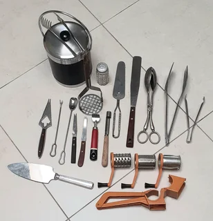 Vintage kitchenalia utensils.