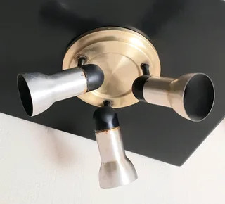 Vintage cluster of 3 metal lights.