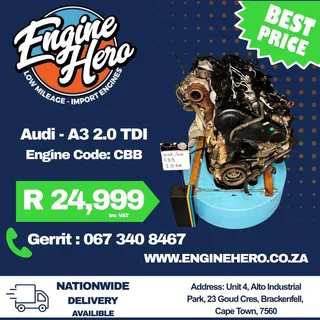 Audi | A4 | 2.0L Diesel | CBB Engine - R15 999incl vat | Import Engine | Black Friday Special