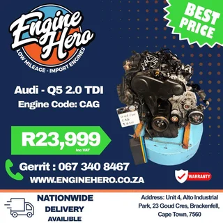 Audi | Q5 | 2.0L Diesel | CAG Engine - R15 999incl vat | Import Engine | Black Friday Special