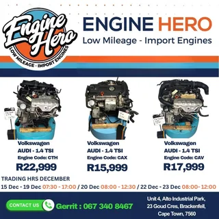 VW | Polo Gti | Tiguan | Golf | Audi | 1.4 Tsi CAV Engine - R17 999 incl| Low Mileage Import Engine