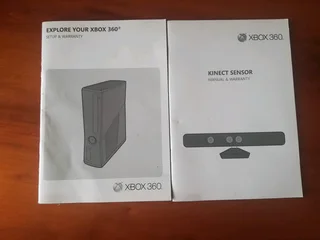Xbox 360 with Kinect, controllers, and both normal and Kinect games, have manuals but no boxes