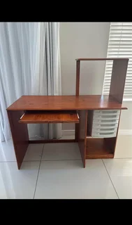 Pine PC / office / study desk with plastic drawer unit