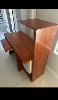 Pine PC / office / study desk with plastic drawer unit