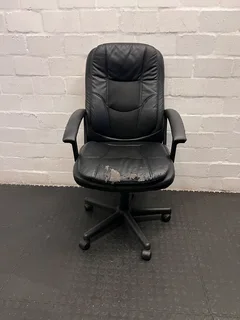 Black Leather Office Chair with Minor Wear and Tear- A54488