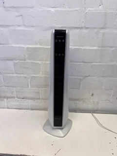 Modern Silver Tower Fan with Remote Control – Minor Scratches- A53348