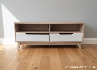 Modern Two-Tone TV Entertainment Unit with Storage- A56457