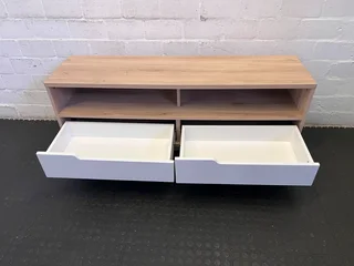 Modern Two-Tone TV Entertainment Unit with Storage- A56457