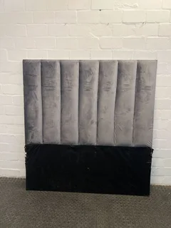 Gray Stella Vertical Velvet Double Sized Headboard (minor Side Fabric Wear) - Reduced- A50513