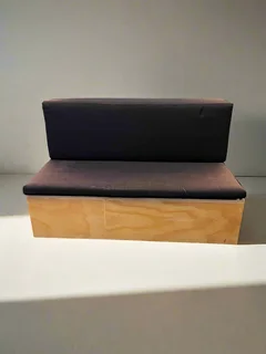 Compact Black Fabric Bench With Natural Wood Base - Minor Wear - Reduced- A55057