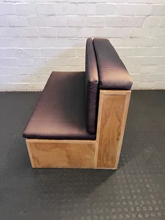 Compact Black Fabric Bench with Natural Wood Base - Minor Wear - REDUCED- A55057