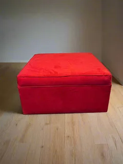 Vibrant Red Velvet Ottoman - Stylish &amp; Versatile- A55962