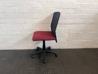 Black and Maroon Office Chair On Wheels (No Arm Rests)- A46515