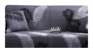 Couch Covers Stretch Material - Dark Grey Palm - 140 cm - Dark grey palm - 185 cm- A47621
