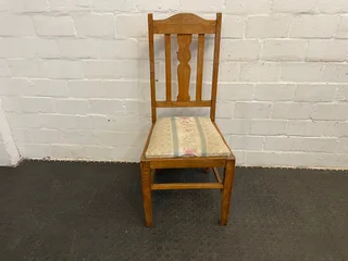 Wooden Floral Cushioned Dining Chair (repaired Seat) - Price Drop- A45315