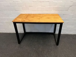 Simple Light Wooden Desk With Black Steel Frame - Reduced- A50269