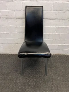 Black Synthetic Leather Dining Chair with Steel Frame- A51006