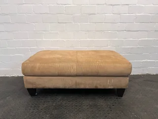 Tan Italian Suede Leather Ottoman - PRICE DROP- A48991