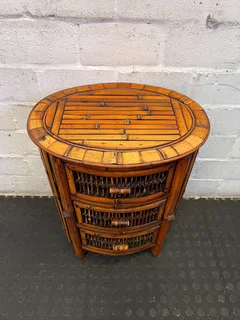 Vintage Bamboo 3-Drawer Storage Cabinet - Bohemian Side Table- A56192