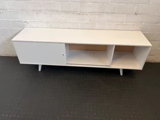 Stylish White Mid-Century Modern TV Unit/Sideboard with Sliding Door- A56132