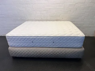 Queen-sized Soft White Mattress with Grey Base, Excellent Condition- A53619