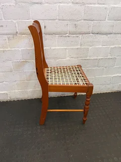 Rustic Wooden Chair with Woven Seat - Charmingly Vintage - PRICE DROP- A53964