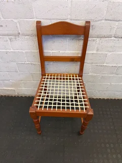 Rustic Wooden Chair With Woven Seat - Charmingly Vintage - Price Drop- A53964