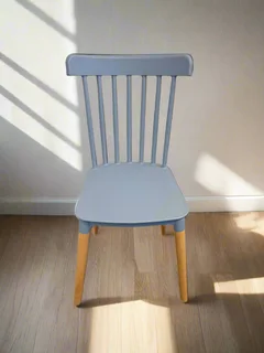Charming Light Blue Modern Wooden Chair with Natural Legs- A55609