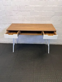 Sleek Modern Desk with Drawers &amp; Open Shelf- A56212