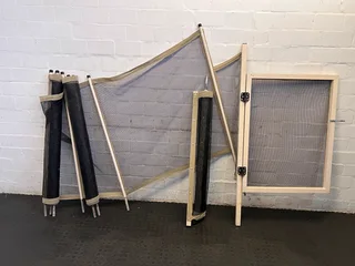 Foldable Black Mesh Screen with Wooden Frame for Patio Use- A53952