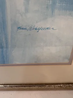 Elegant Framed Floral Artwork in Soft Blue Tones- A54111