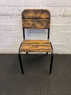 Vintage Industrial Style Wooden and Metal Chair with Minor Wear- A53818