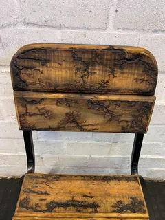 Vintage Industrial Style Wooden and Metal Chair with Minor Wear- A53818