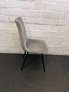 Stylish Grey Velvet Dining Chair with Black Legs - Minor Wear - PRICE DROP- A54039