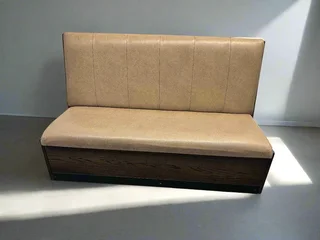 Single Sided - 140cm - Stylish Beige Upholstered Restaurant Booth Seat Wooden Frame  A54206