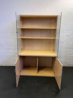 Versatile Light Wood Display &amp; Storage Cabinet- A56154