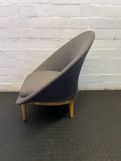 Stylish Grey Fabric Lounge Chair with Wooden Legs- A55956